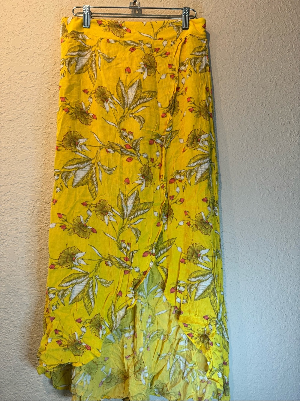 Express Yellow Floral High-Low Maxi Skirt